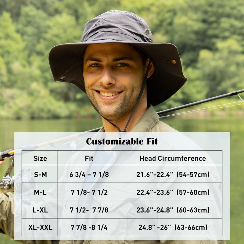 Comhats UPF 50 Sun Hats for Men Wide Brim Summer Safari Fishing Hiking Boonie Waterproof Camo Army Green X-Large XX-Large XL XXL Oversized