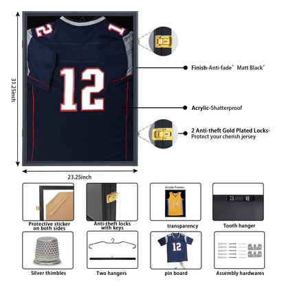 IHEIPYE Jersey Frame Display Case 2 Pack - Large Sport Jersey Shadow Box with UV Protection Acrylic for Baseball, Basketball, Football, Soccer, Hockey, Shirt and Uniform