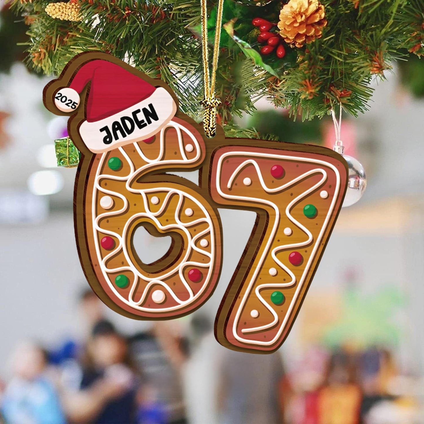 67 Christmas Tree Decoration,7Pcs Fun 67 Christmas Ornament, Cute 67 Ornament Xmas Tree Accessories Christmas Pendants Hanging, Santa Hat Gingerbread Christmas Ornament
