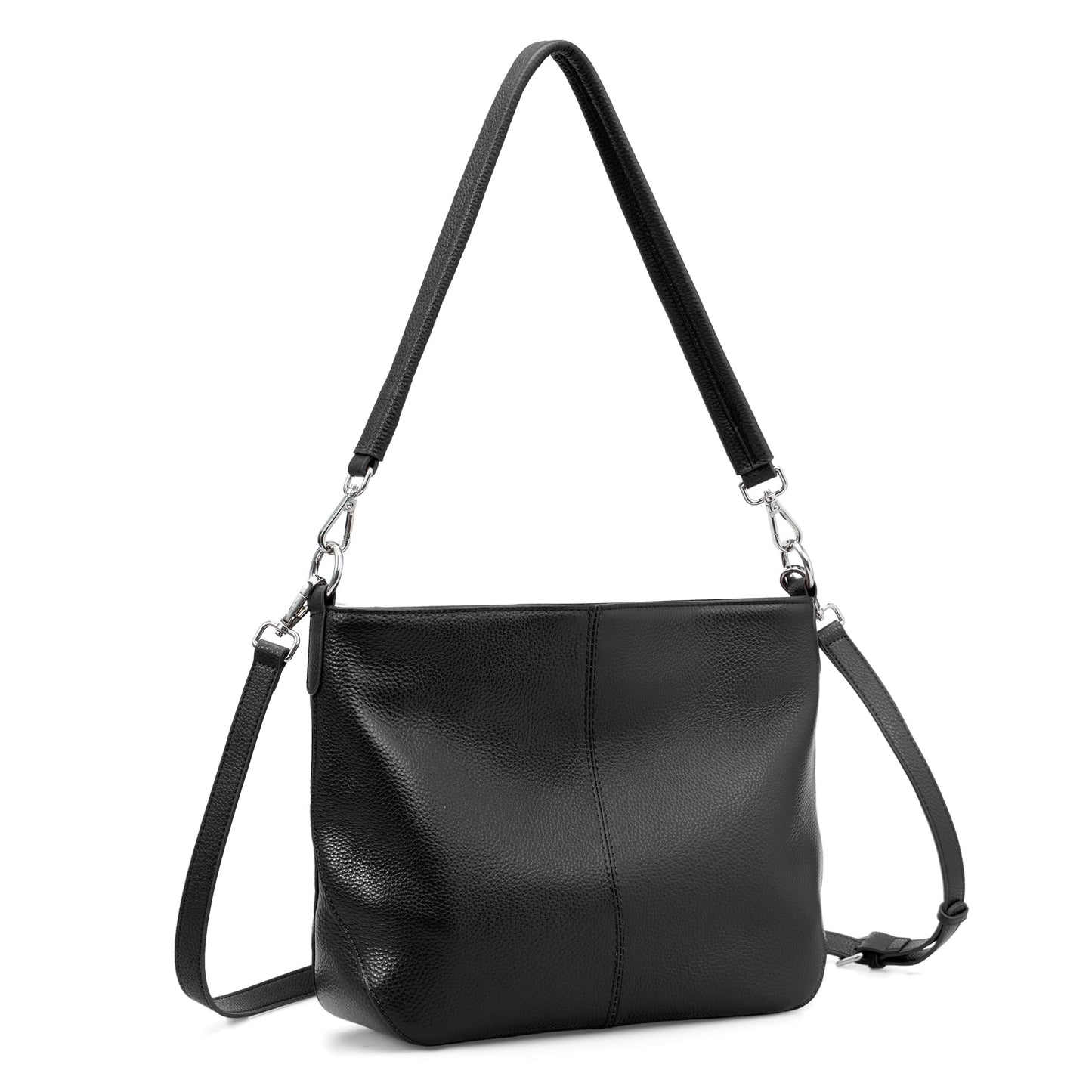 befen Genuine Leather Purse for Women, Black Leather Crossbody Bag Soft Hobo Purse Women's Shoulder Handbags with 2 Removable Straps Designer Cross Body Purses for Everyday & Travel & Work