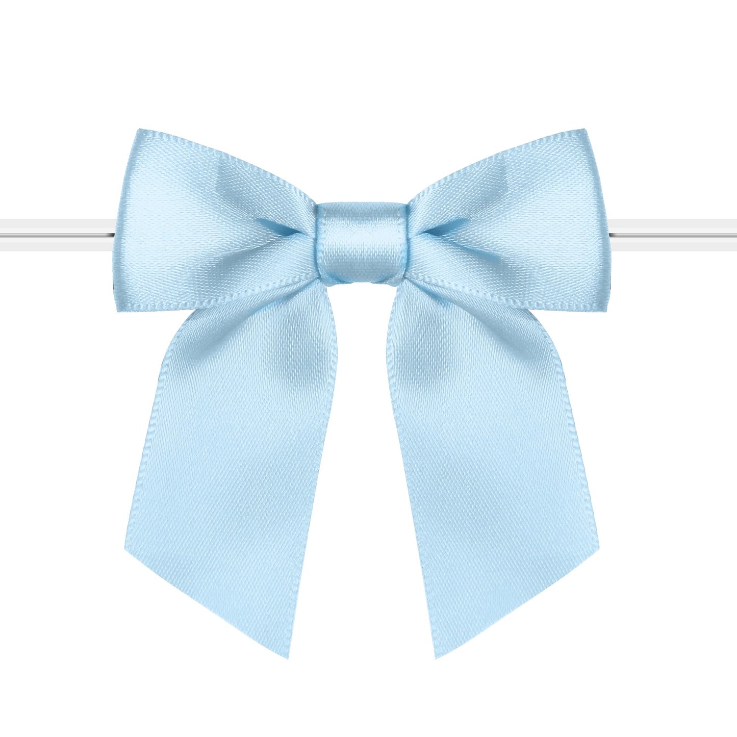 Rainbow Pana 120 Pack Twist Tie Bows for Treat Bags 3" Baby Blue Satin Ribbon Bows for Package Craft Gift Wrapping Decoration
