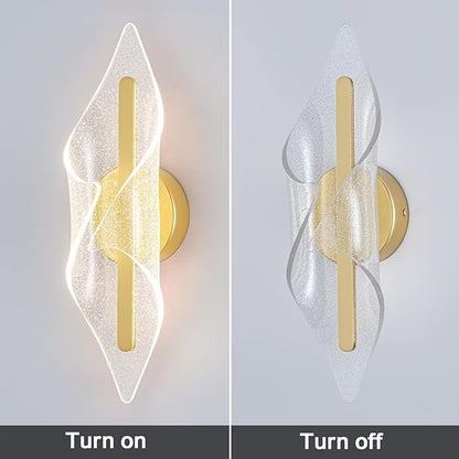 Modern Gold Wall sconces 17.3In LED Wall Lamp with Remote Control Dimmable Acrylic Sconces Wall Lighting for Living Room Hallway Bathroom Bedroom Stairs