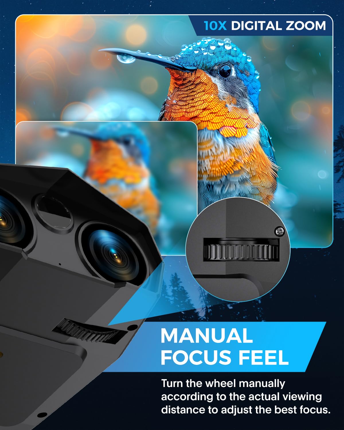 Night Vision Goggles - Night Vision Binoculars for Adults, 5000mAh Rechargeable Infrared Binoculars with 3'' Large Screen, 10X Digital Zoom External Flashlight for Camping
