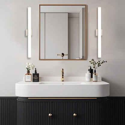 Bathroom Vanity Light Brushed Nickel Square LED 31.5 inch 24W 4000K Natural White Light Wall Bar Lighting Fixtures Over Mirror (Dimmable)
