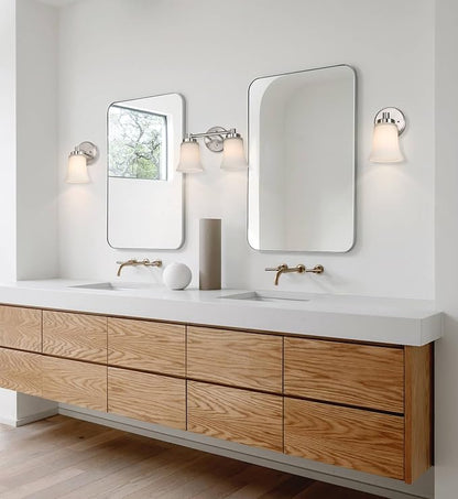 XiNBEi Lighting Wall Sconce, Single Bathroom Vanity Wall Light with Glass, Brushed Nickel Finish for Hallway & Bedroom XB-W1235-1-BN