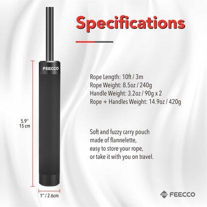 FEECCO Weighted Jump Rope for Men, 9mm PVC Rope with Metal Handles and Ball Bearings