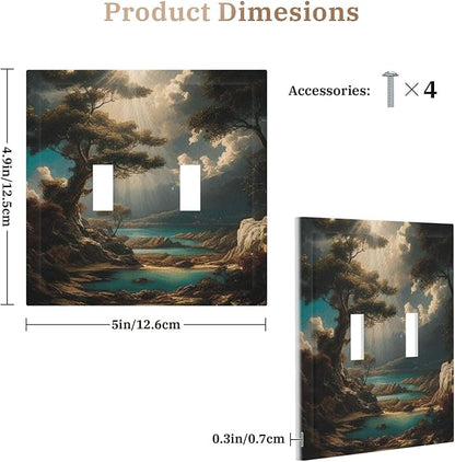 Decorative Art Light Switch Covers Sunburst Over the Wilderness 2 Gang Double Toggle Wall Plate Decorative Switchcover Electrical Switchplate for Home Decor