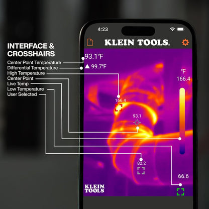 Klein Tools TI223 Mobile Thermal Imaging Camera, Thermal Imager for iOS and Android, 19,200 Pixels, Wide Temperature Range of -4 to 752-Degree Fahrenheit, Professional Infrared Camera