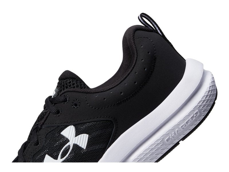 Under Armour Men's Charged Assert 10 Shoes, (001) Black/Black/White, 8 Wide