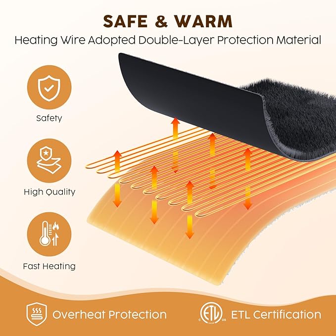 HYLEORY Heated Electric Blanket Full 72"x84" Soft Fleece & Flannel with 5 Heating Levels & 10 Hours Timer Auto Shutt Off, ETL Certified, Washable，Heated Blanket for Body-Dark Grey