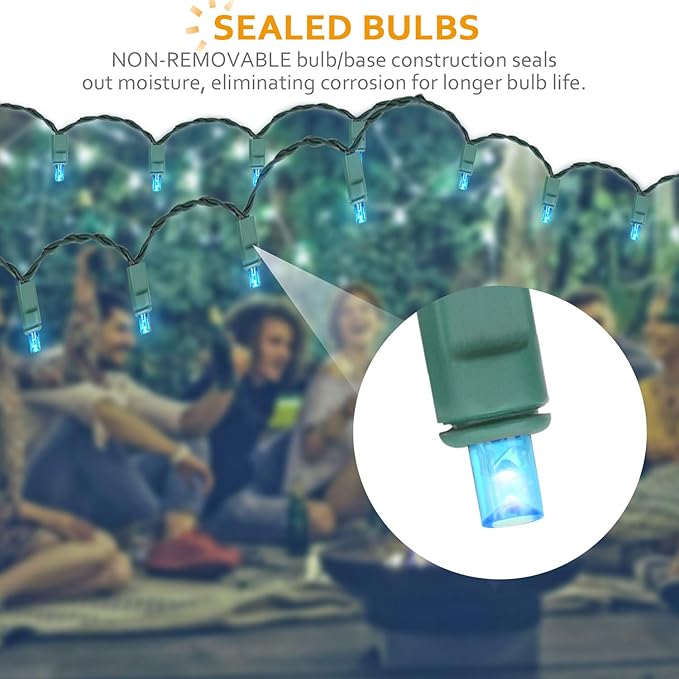 100 Counts Aqua LED Christmas Lights – 50ft 5mm Aqua Christmas Lights Outdoor Commercial Grade Waterproof, Indoor Christmas Tree Decorations, Green Wire Mini Aqua String Lights, UL, IP:65
