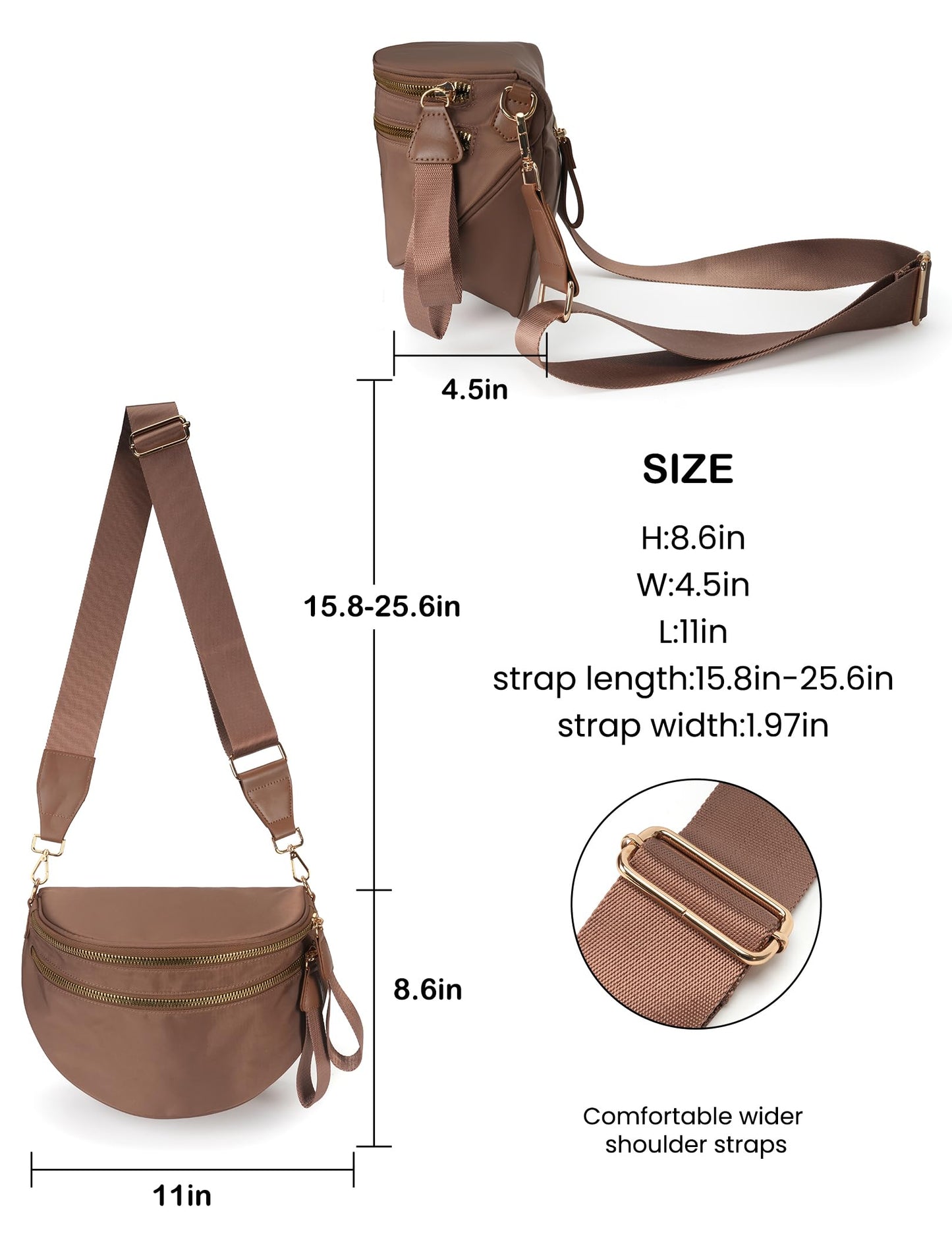 Spacious Nylon Crossbody Bag Bum Bag Handbags Wallets Purses Trendy Shoulder Bag for Women