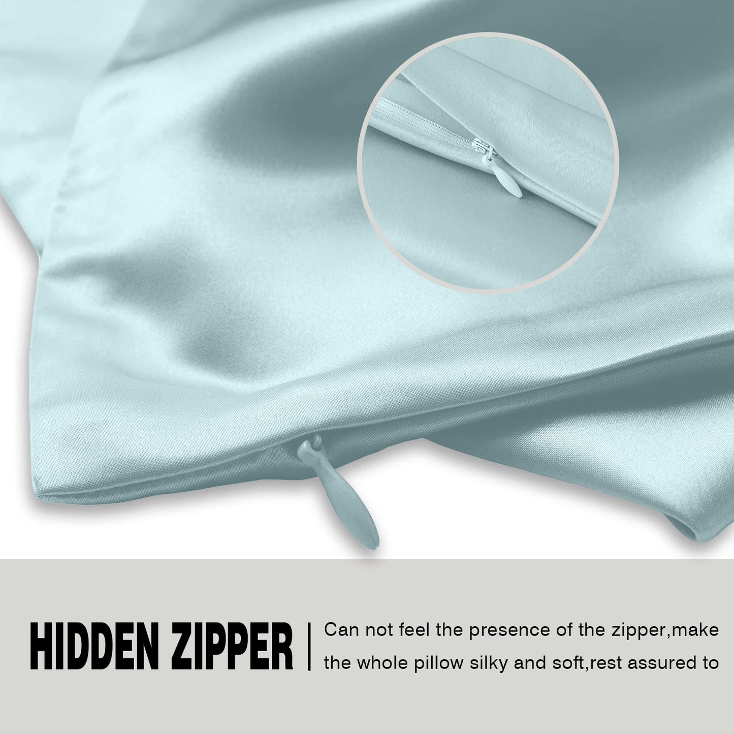 Mulberry Silk Pillowcase for Hair and Skin Standard Size 20"X 26" Pillow Case with Hidden Zipper Soft Breathable Smooth Cooling Silk Pillow Covers for Sleeping (Haze Blue,Standard,1Pcs)
