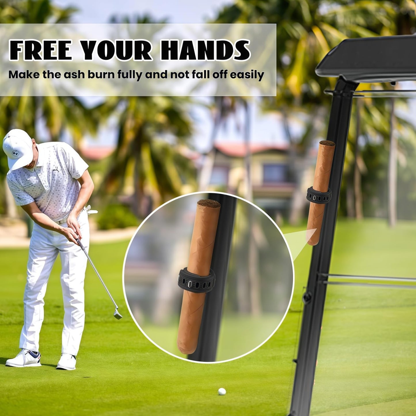 MOYEE Herculean Gorilla Strong Magnetic Cigar Holder - Portable Stogie Clip for Golf Carts & Accessories for Men - Premium Golf Gifts - Perfect for Fishing, Grilling, Camping & Sporting Events
