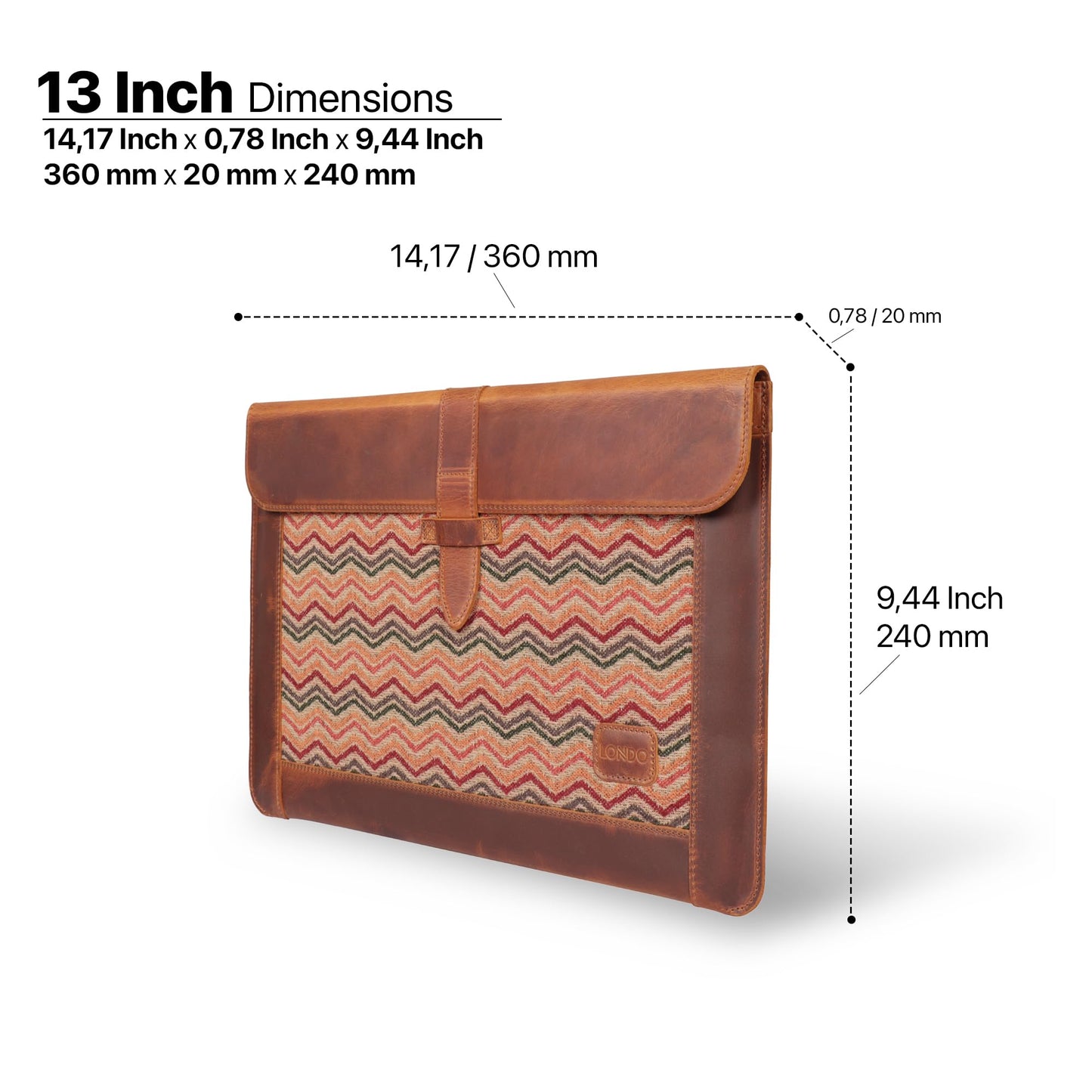 Londo Leather Sleeve Compatible with MacBook Pro 14 & Air 13-13.3 Inch (M5, M4, M3, M2, M1, Pro, Max) & iPad Pro 12.9, Premium Top Grain Leather Laptop Bag, 2020 to 2026 Models