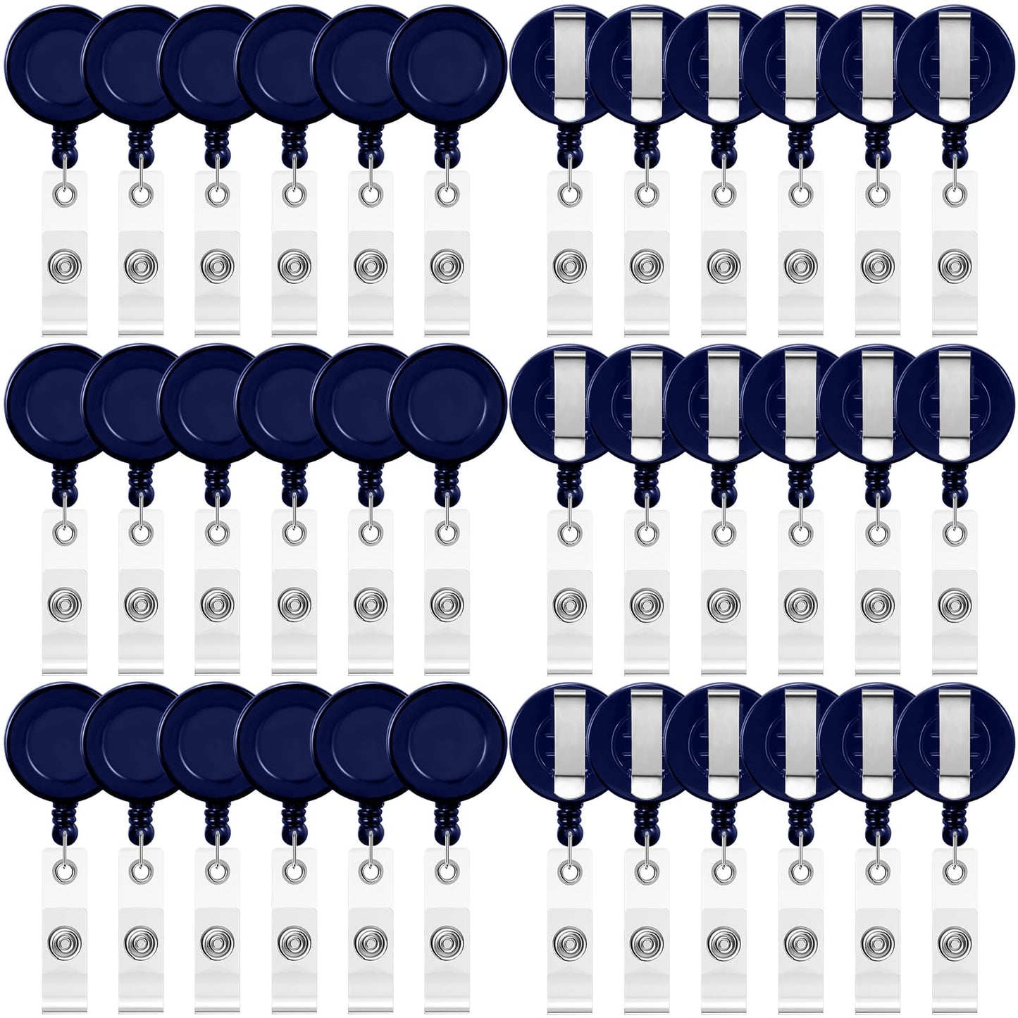 Zonon 100 Pcs Retractable Badge Reel Clips ID Card Holder Reel with Metal Belt Clip for Hanging Cards Key Chains, Name Badge Holders for Nurses Teachers Students (Dark Blue)