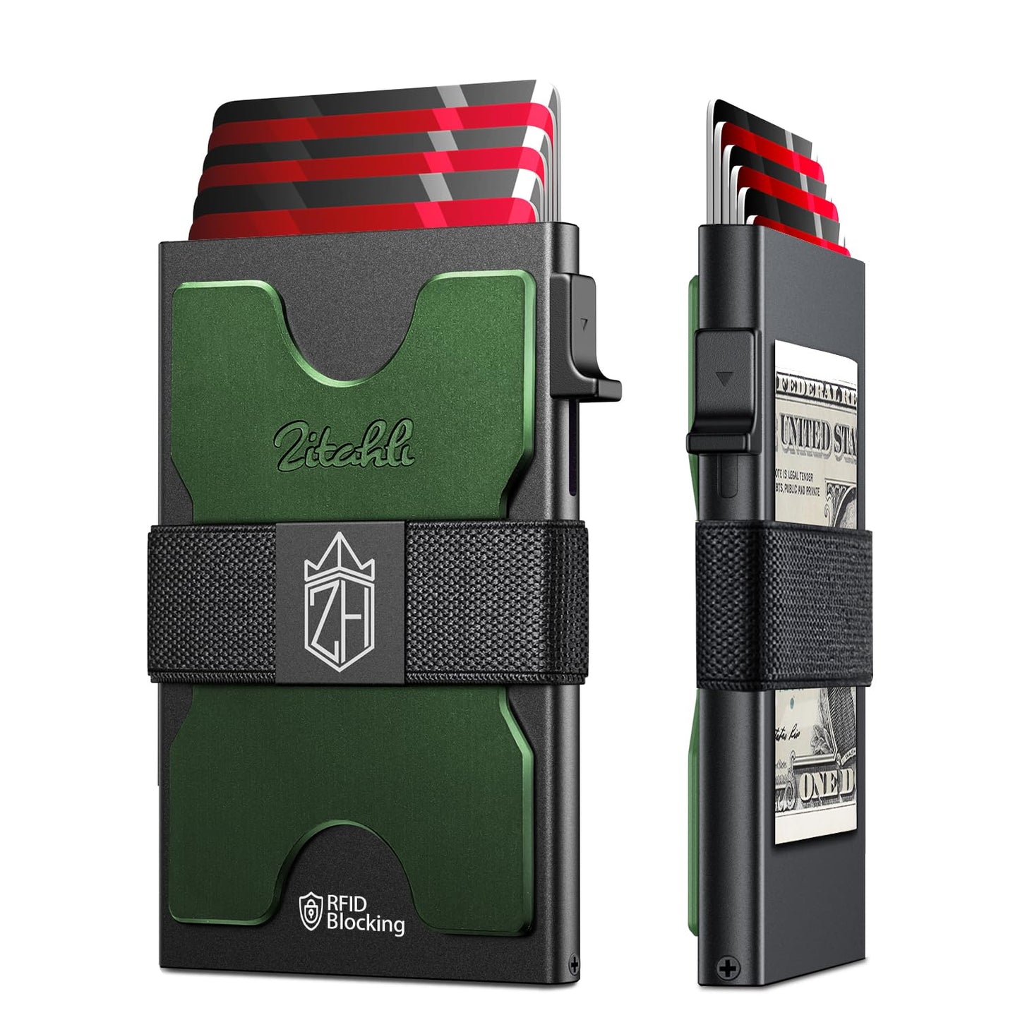 Zitahli Card Holder Wallets for Men - Slim Wallet Holds 6+6 Cards, Metal Card Holder, Minimalist RFID Blocking Wallets with Pop-Up Function, Ultra-Thin, Men's Accessories, Gifts for Him