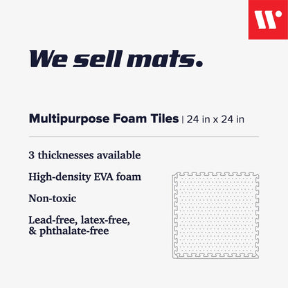 We Sell Mats 1/2 Inch Thickness Multipurpose EVA Foam Floor Tiles, Interlocking Floor Mat for Indoor Gym and Home Use, 24 in x 24 in, Blue