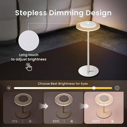 LOFTEK Cordless Table Lamps Set of 2, Rechargeable Table Lamp, Up to 55 Hrs Ultra-Long Battery Life, Eye-Friendly, Touch Dimming, Portable Wireless Ambient Lighting (Pure White, 2 Pack)