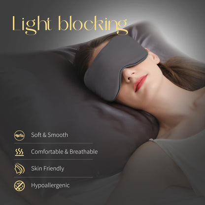 ZIMASILK Adjustable 100% 22 Momme Mulberry Silk Sleep Mask for Sleeping, Filled with Premium Mulberry Silk, Softest & Breathable Blackout Eye Sleeping Mask (Black)