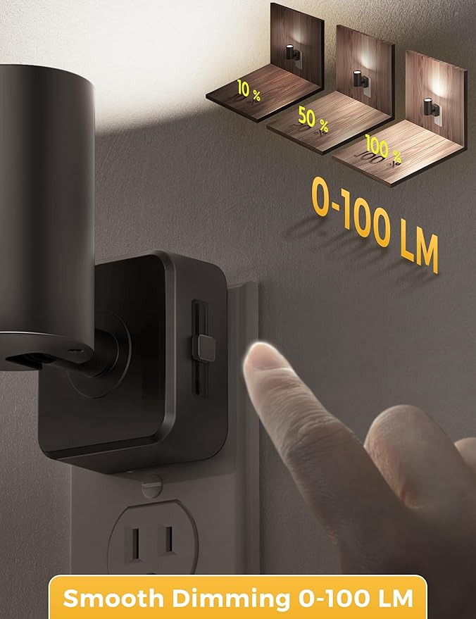 L LOHAS LED Night Lights Plug into Wall, [2-Pack] Rotatable Night Lights with Dusk to Dawn Sensor, 0-100 LM Brightness Adjustable,Daylight White 5000K Nightlight for Adults Bathroom Hallway Stairs