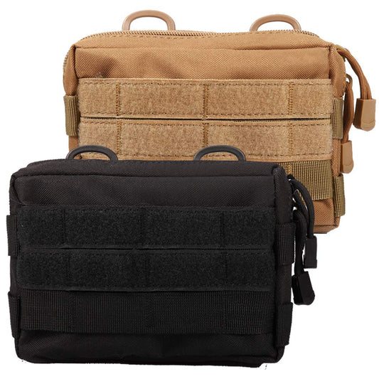 Novemkada MOLLE Pouches - 2 Pack Tactical Compact Water-Resistant Utility Gadget Gear EDC Pouch (Pack of 2 Black+Tan)