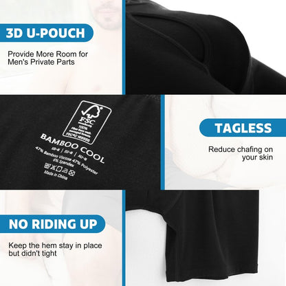 BAMBOO COOL Moisture-Wicking Soft Men's Underwear Boxer Briefs for Men With Open Fly Pouch (6 pack) M