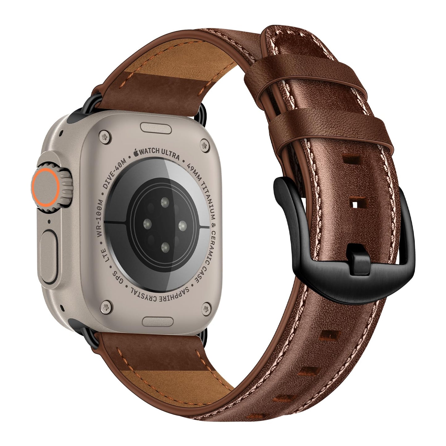 CINORS Italian Dark Brown Leather Band Compatible with Apple Watch 11 10 46mm Ultra 49mm Mens Women Strap XL Big Wrist Bands for iWatch Series 9 8 7 45mm 6 5 4 44mm 3 2 1 SE 42mm