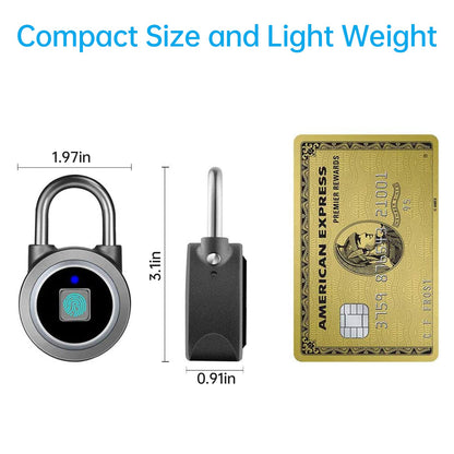 Fingerprint Padlock, Bluetooth Lock, Mobile APP, MEGAFEIS Smart Padlock with Keyless Biometric, Water Resistant, Suitable for Gym, Sports, Bike, School, Locker and Storage(Grey)