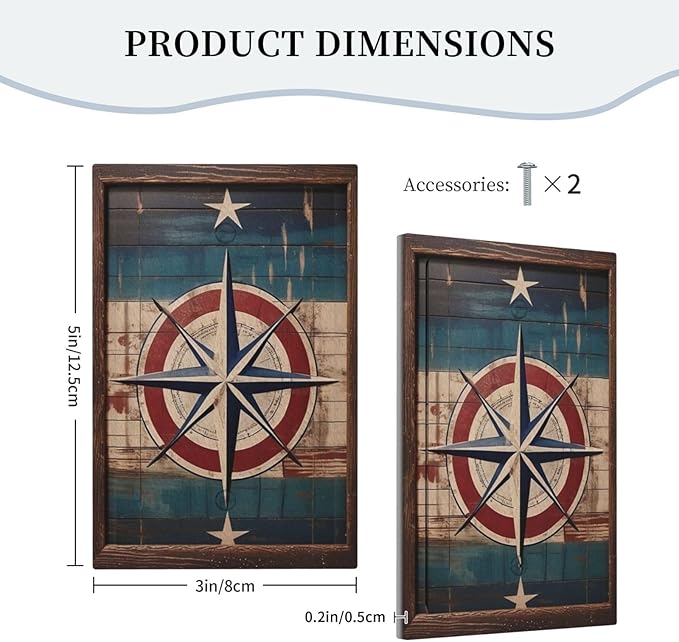 Decorative Art Light Switch Covers Nautical Rustic Star Emblem 1 Gang No Device Blank Switchplate Electrical Faceplate for Home Decor