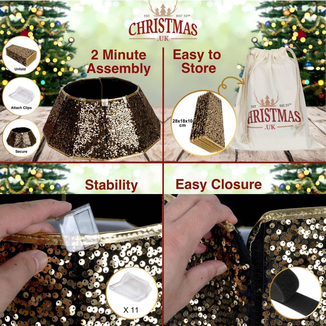 Black & Gold Christmas Tree Skirt Collar