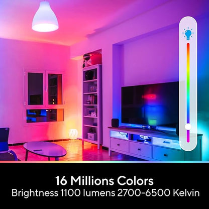 U-tec Smart Light Bulbs, 1100 Lumen, 90+CRI WiFi Mesh & Bluetooth Color Changing A19 Light Bulb, 16 Million DIY Colors RGB Light Bulbs, Compatible with Alexa, Google Assistant Home App, 2 Pack