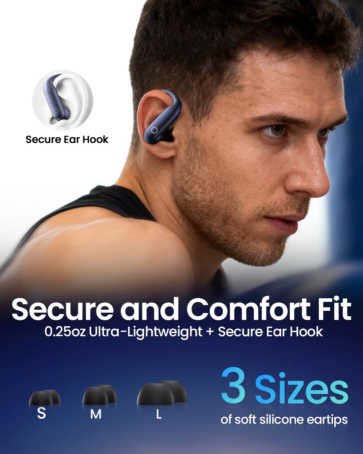 LEEMC Wireless Earbuds, Bluetooth Headphones 6.0, Ear Buds with Touch Screen, ANC ENC Noise Cancelling, 40H Bass Stereo Sound Over-Ear Earphones for iOS, Android, Sports, Workout，Darkblue