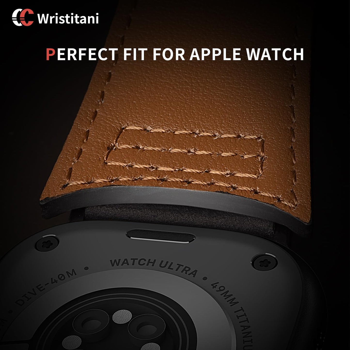 Wristitani Leather Bands Compatible With Apple Watch Band Ultra 3/2/1, 49mm 46mm 45mm 44mm 42mm For Men, Top Genuine Leather Replacement Vintage Strap for iWatch SE3/2/1 Series 11 10 9 8 7 6 5 4 3