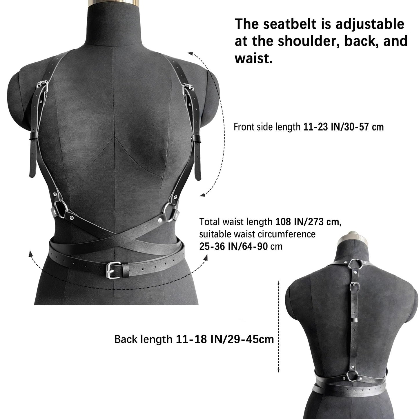 OURWORTL Punk Body Harness Belts for Women Leather Waist Belt Adjustable Gothic Rave Accessories Goth Outfit Rock Belt