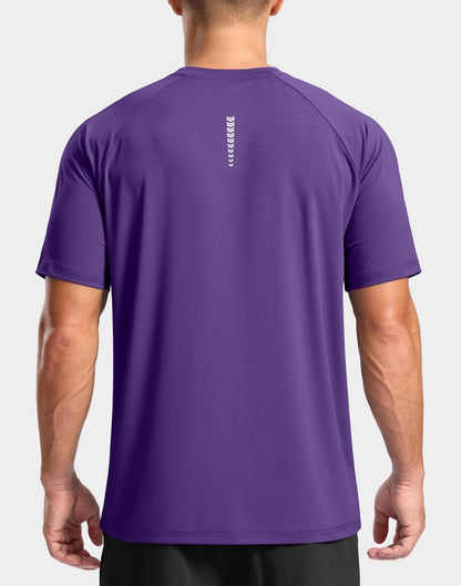Men's Athletic Workout T-Shirts Moisture Wicking Cooling Running Shirts Short Sleeve Performance Tee for Gym Tennis(Purple,XXL)