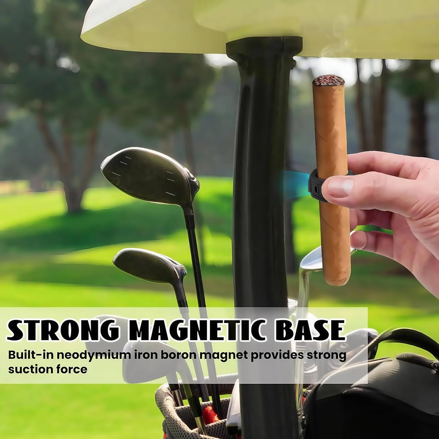MOYEE Herculean Gorilla Strong Magnetic Cigar Holder - Portable Stogie Clip for Golf Carts & Accessories for Men - Premium Golf Gifts - Perfect for Fishing, Grilling, Camping & Sporting Events