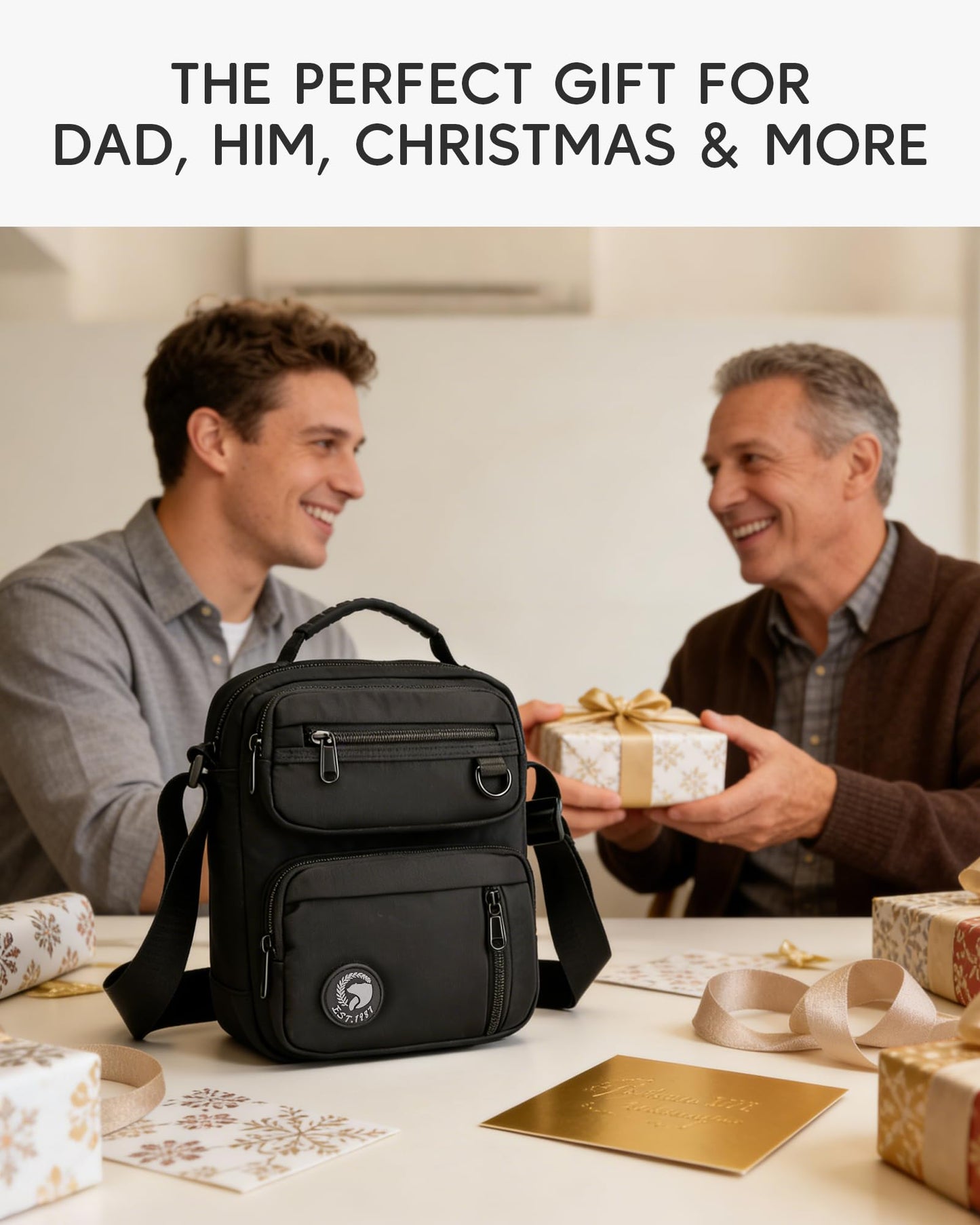 Nixjoro Men Purse for Crossbody Shoulder Satchel Messenger Bag for Father's Day Birthday Valentine Christmas Anniversary, Black