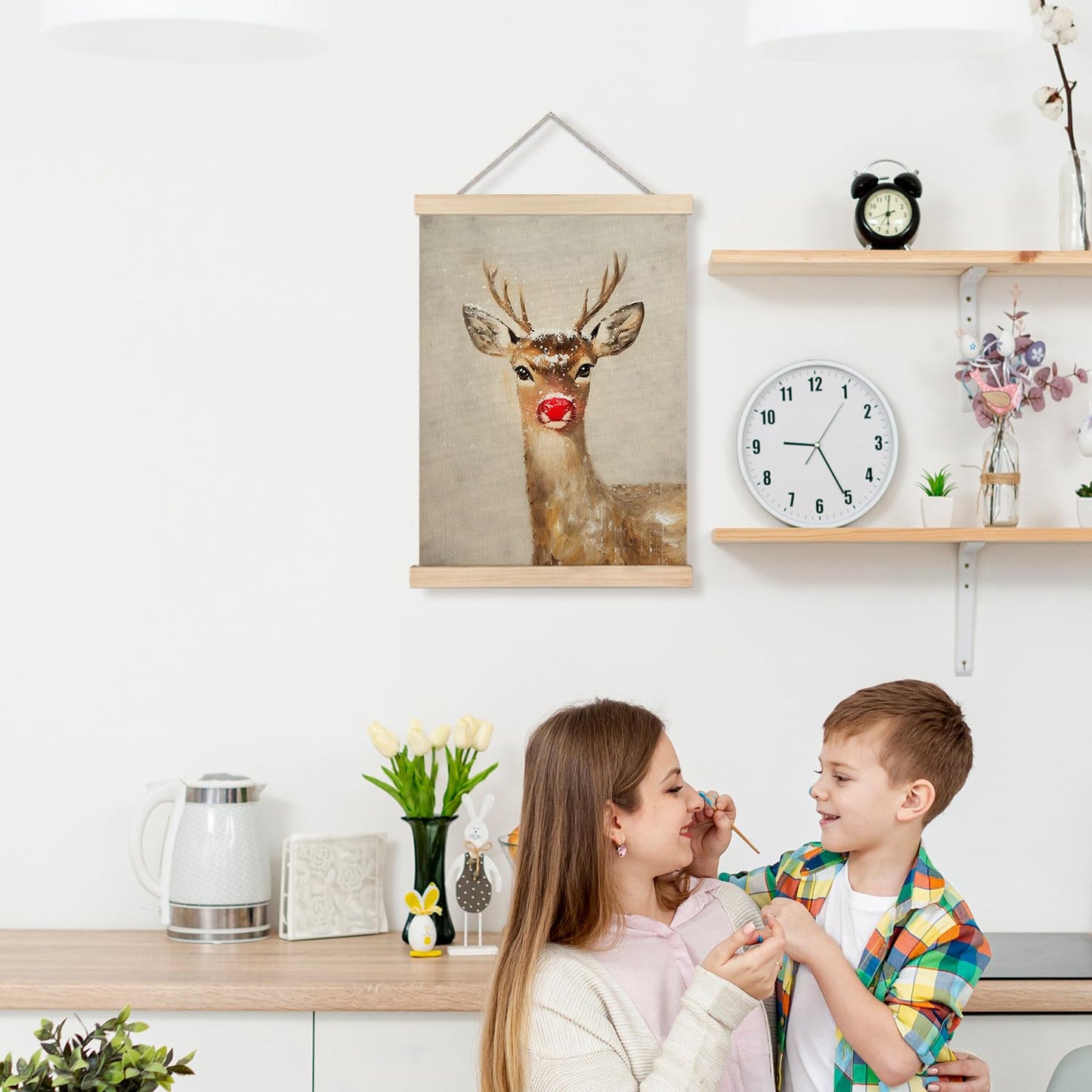 Luvadian Winter Wall Art - Rudolph Red Nose Reindeer, 16x24 Inch