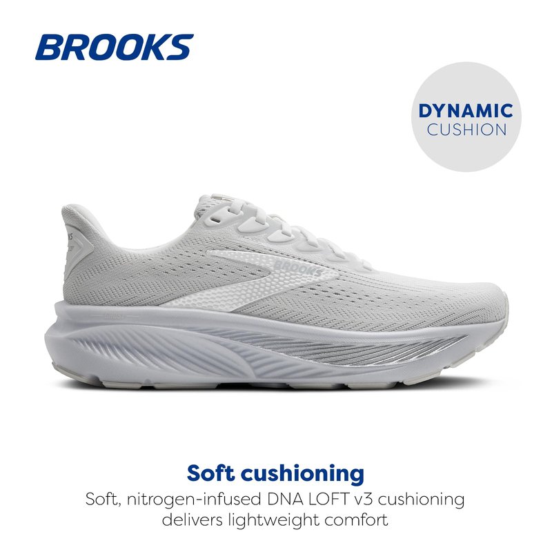 Brooks Women’s Ghost 17 Neutral Running Shoe - White/White/Grey - 12 Wide