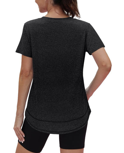 Oversized Tshirts for Women Dry Fit Plus Size Spring Clothes Summer Athletic Tops Workout Shirts Crewneck Black 3XL