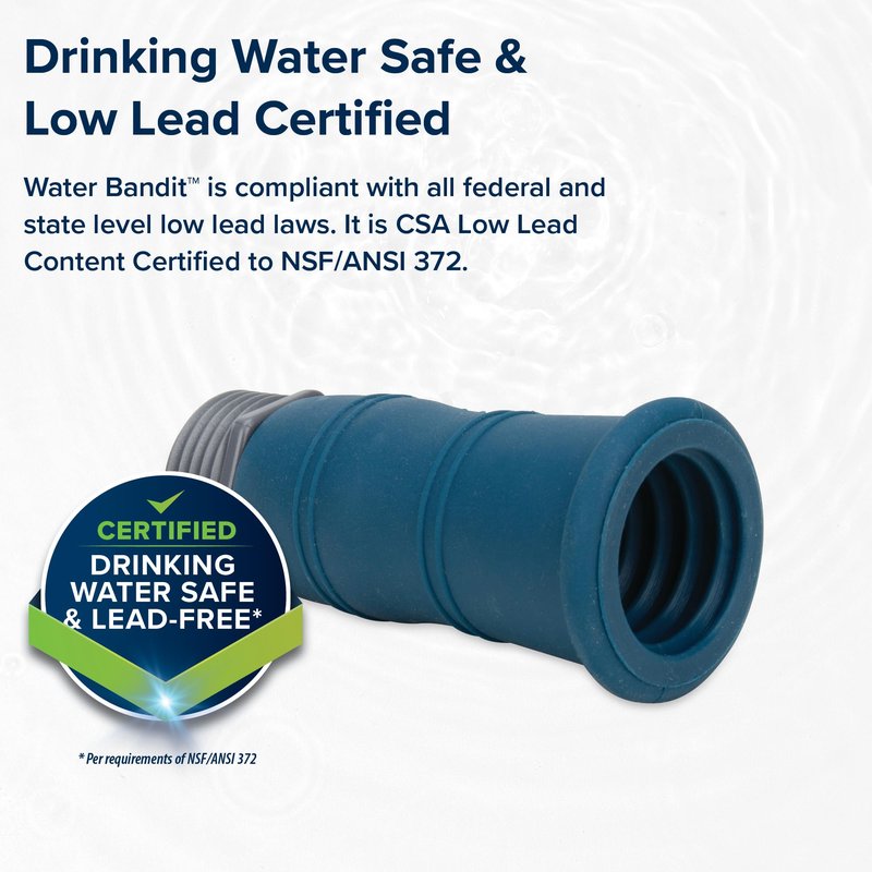 Camco Water Bandit - Features a Flexible Silicone Sleeve for 1" Faucets & Male Water Hose Connection that Fits 3/4-11.5NH Hose Threads - Works with Damaged Faucet Threads/Threadless Faucets (22484)