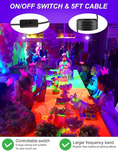 Halloween Outdoor Black Light Spotlight, LED Black Lights Waterproof Landscape Lighting with US Plug for Glow Party Body Paint Fluorescent Poster Stage Yard Garden Decoration(2 Pack)