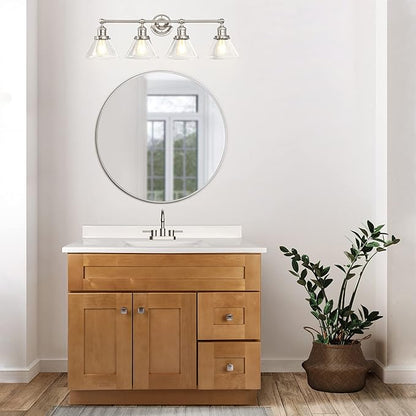 Design House Augustin Vanity Light, 4-Light, Seeded Glass Warm Glow, Dimmable, Up/Down Glow, Easy Installation, E26 Socket, Satin Nickel, 34.9 in L x 8.3 in D x 11.1 in H, 589044-SN