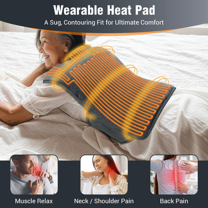 Comfytemp Heating Pad for Back, Weighted Heating Pads for Neck and Shoulders and Back Pain Relief, 2.5lb Electric Heating Pad with Adjustable Band, Mothers Day Gifts, with Auto-Off