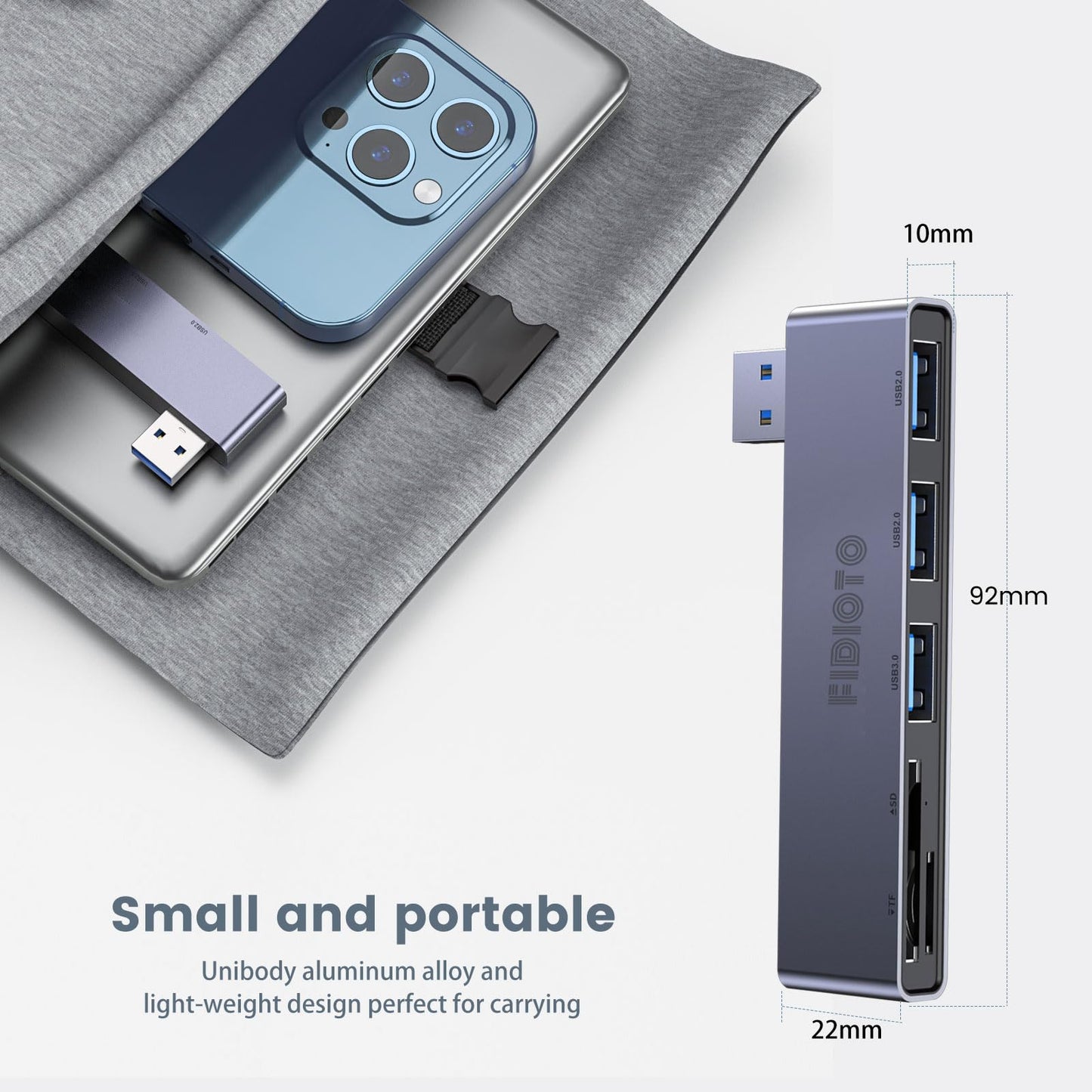 Fidioto USB Hub, 4-Port USB Splitter(1 * 3.0 Hub, 3 * 2.0 Hub) USB Splitter USB Expander for Laptop,Windows PC,Mac,Printer,Flash Drive,Mobile HDD, Notebook PC