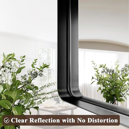 55"x 30" Black Bathroom Mirror - Aluminum Framed Wall Mirror, Bathroom Wall Mounted Vanity Mirror, Modern Bathroom Mirror, Bedroom, Living Room Wall Mirror, Hang Horizontally or Vertically