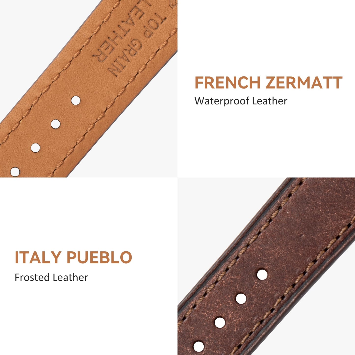 EACHE 20mm Coffee Leather Watch Bands Quick Release for Mens Italy Pueblo Top Grain Vintage Leather Watch Straps Dark Brown with Black Buckle