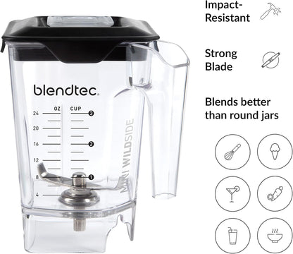 Blendtec Mini WildSide (46 oz), Five Sided, Personalized Blender Jar Vented Latching Lid, BPA-free, Clear