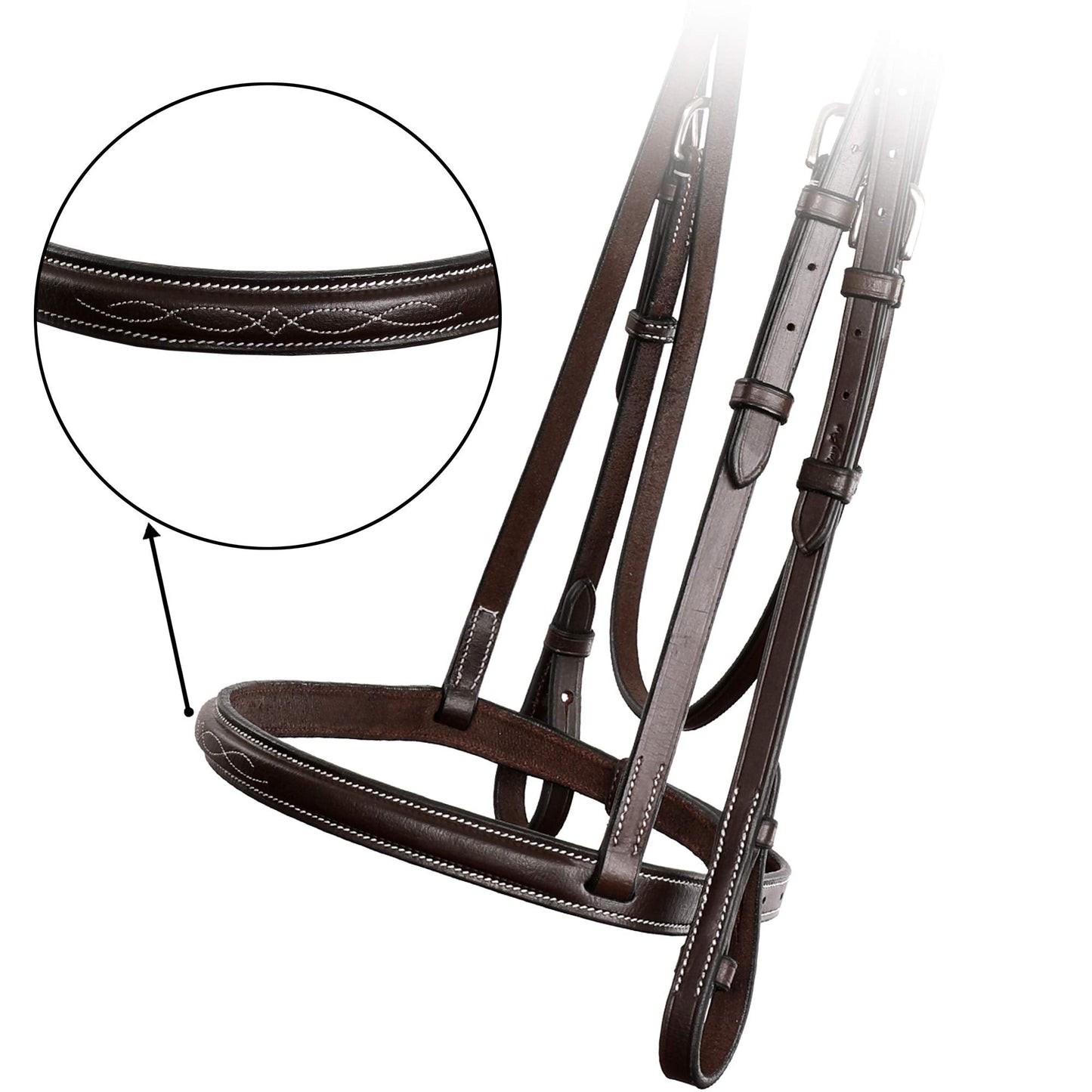 ExionPro Exion English Snaffle Bridle for Horses with Laced Reins - Fancy Stitched Leather Hunter Jumper Bridle- Premium Vegetable Tanned Equine Tack with Stainless Steel Hardware
